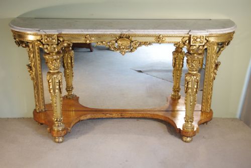 19TH CENTURY ENGLISH GILT CONSOLE TABLE WITH MARBLE TOP - ADDITIONAL PHOTO 16