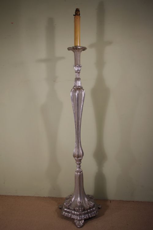 french painted and silvered standard lamp - CATEGORY: ANTIQUE LIGHTING - DATED 1920