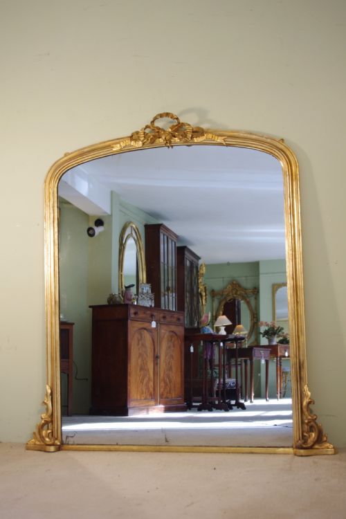 large english gilt arch top overmantle mirror - CATEGORY: ANTIQUE MIRRORS - DATED 1880