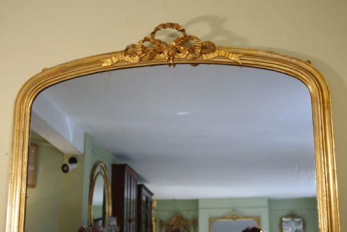 LARGE ENGLISH GILT ARCH TOP OVERMANTLE MIRROR - ADDITIONAL PHOTO 1