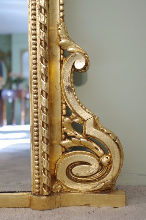 LARGE GILT ARCH TOP OVERMANTLE MIRROR - ADDITIONAL PHOTO 7