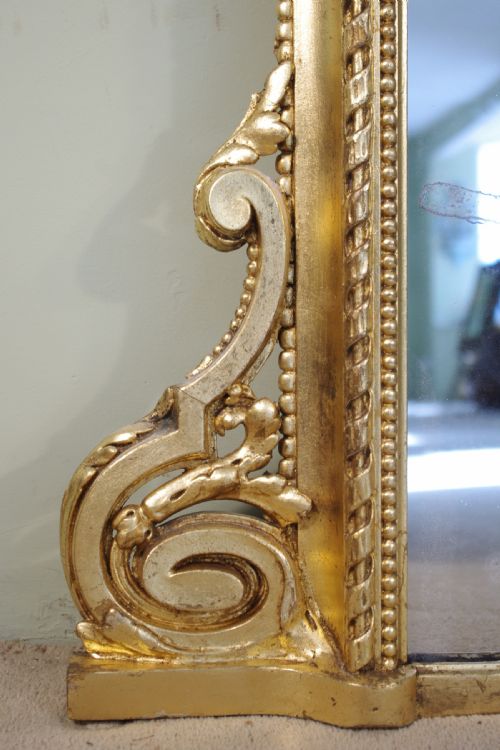 LARGE GILT ARCH TOP OVERMANTLE MIRROR - ADDITIONAL PHOTO 8