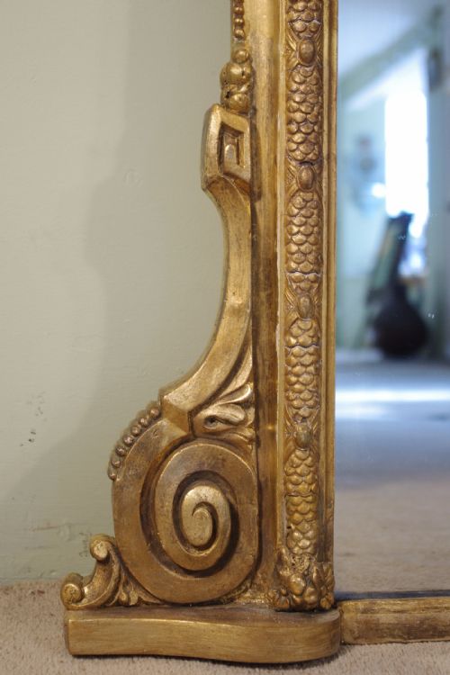 LARGE GILT ARCH TOP OVERMANTLE MIRROR WITH PUTTO CRESTING - ADDITIONAL PHOTO 6