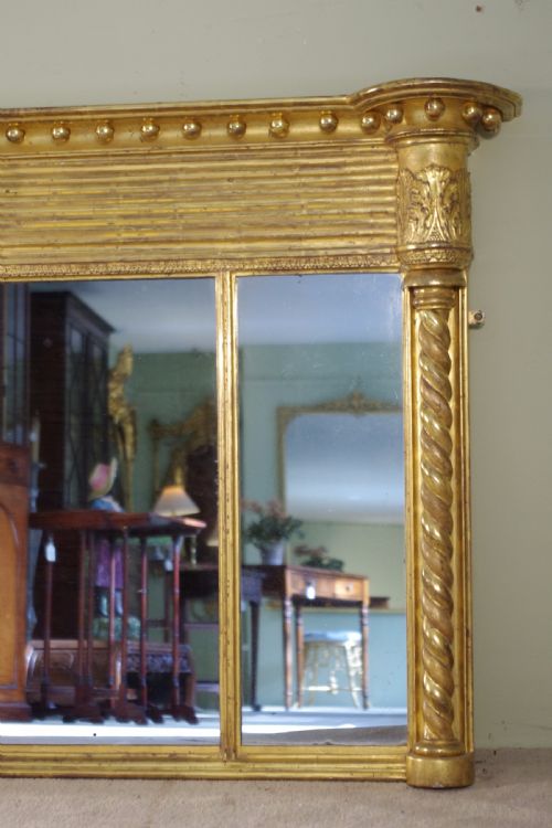 19TH CENTURY ENGLISH GILT TRIPLEPLATE OVERMANTLE MIRROR - ADDITIONAL PHOTO 1