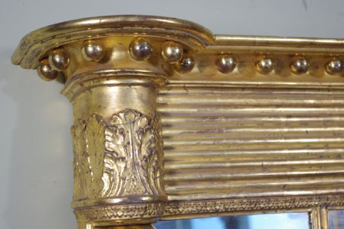 19TH CENTURY ENGLISH GILT TRIPLEPLATE OVERMANTLE MIRROR - ADDITIONAL PHOTO 4
