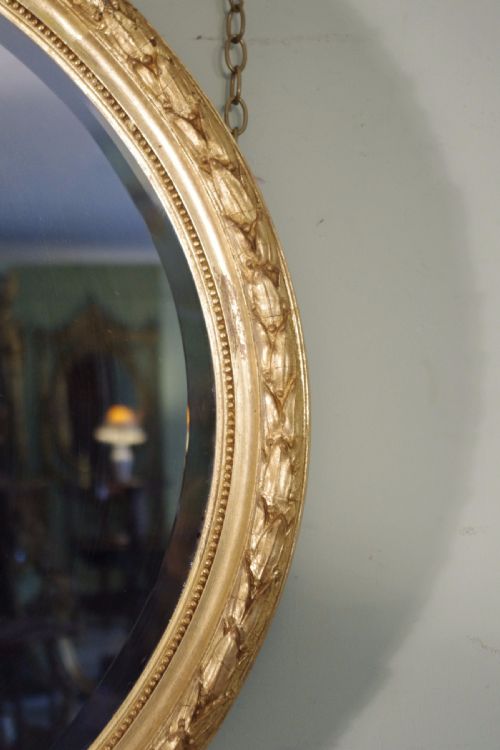 LARGE OVAL GILT WALL MIRROR - ADDITIONAL PHOTO 3
