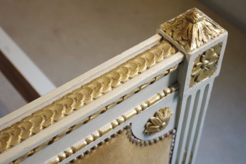 FRENCH LOUIS XVI STYLE PAINTED AND PARCELGILT 5FT DOUBLEKING SIZE BED - ADDITIONAL PHOTO 9