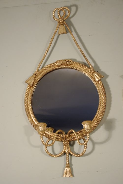 PAIR OF GILT ROPE TWIST GIRANDOLE MIRRORS - ADDITIONAL PHOTO 2