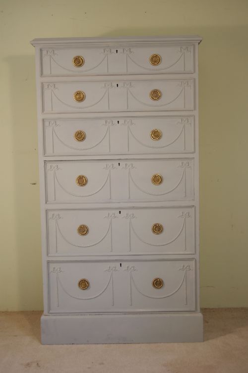 painted tall six drawer chest - CATEGORY: ANTIQUE CHEST OF DRAWERS - DATED 1920