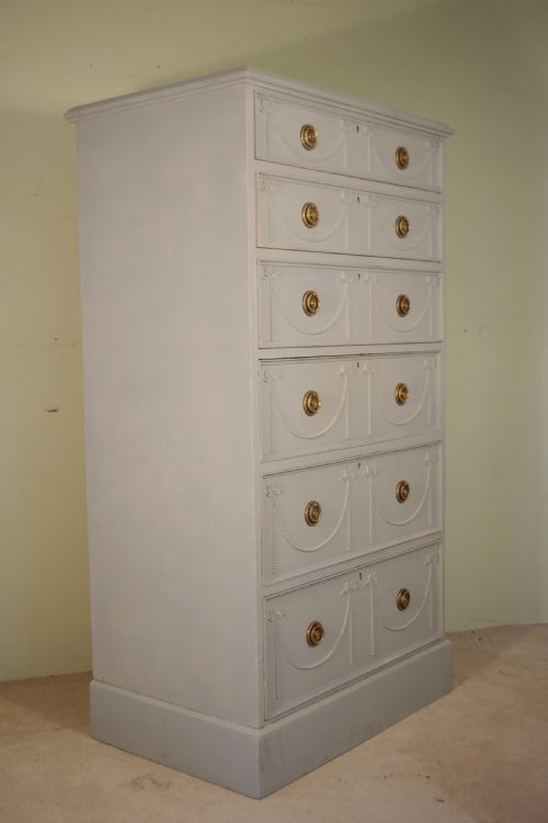 PAINTED TALL SIX DRAWER CHEST - ADDITIONAL PHOTO 1
