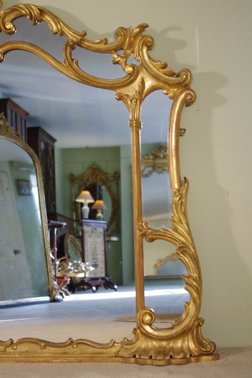 VICTORIAN LARGE GILT WOOD OVERMANTLE MIRROR - ADDITIONAL PHOTO 3
