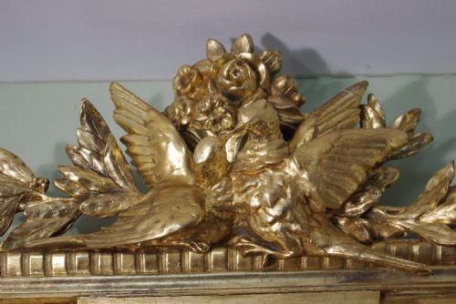 19TH CENTURY FRENCH LOIUS XVI STYLE PAINTED AND PARCELGILT LARGE OVERMANTLEWALL MIRROR - ADDITIONAL PHOTO 3