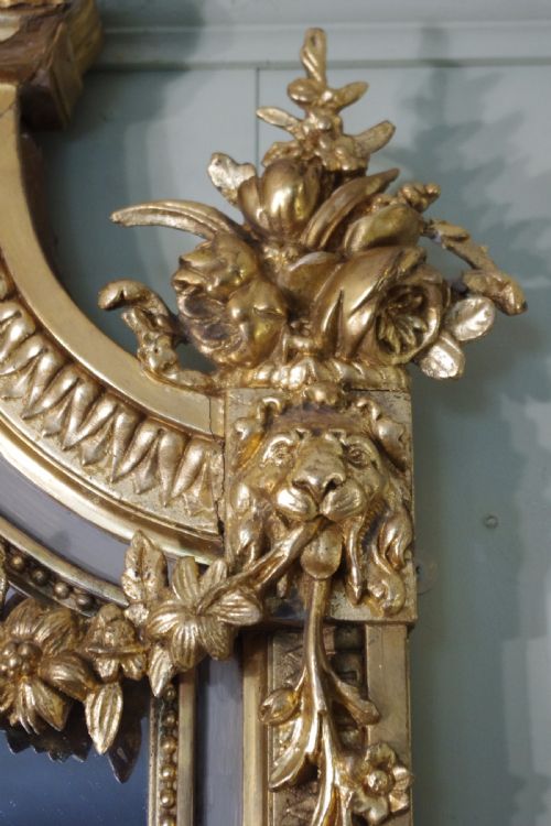 19TH CENTURY FRENCH LOIUS XVI STYLE PAINTED AND PARCELGILT LARGE OVERMANTLEWALL MIRROR - ADDITIONAL PHOTO 6