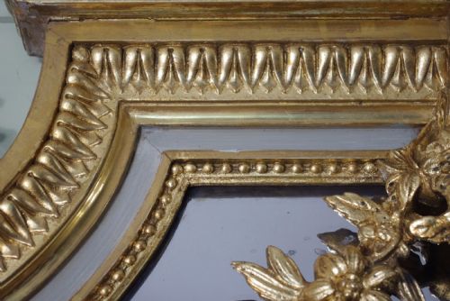19TH CENTURY FRENCH LOIUS XVI STYLE PAINTED AND PARCELGILT LARGE OVERMANTLEWALL MIRROR - ADDITIONAL PHOTO 7