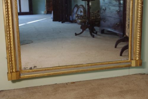 19TH CENTURY FRENCH LOIUS XVI STYLE PAINTED AND PARCELGILT LARGE OVERMANTLEWALL MIRROR - ADDITIONAL PHOTO 9
