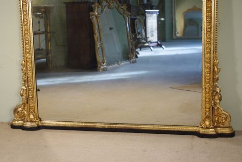 19TH CENTURY ENGLISH GILT LARGE ARCH TOP OVERMANTLE MIRROR - ADDITIONAL PHOTO 2