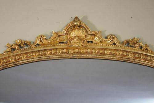 19TH CENTURY ENGLISH GILT LARGE ARCH TOP OVERMANTLE MIRROR - ADDITIONAL PHOTO 3