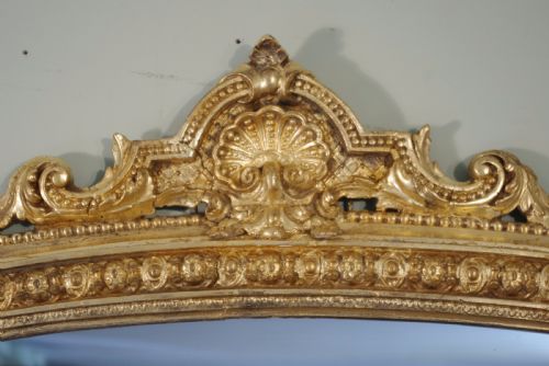 19TH CENTURY ENGLISH GILT LARGE ARCH TOP OVERMANTLE MIRROR - ADDITIONAL PHOTO 4