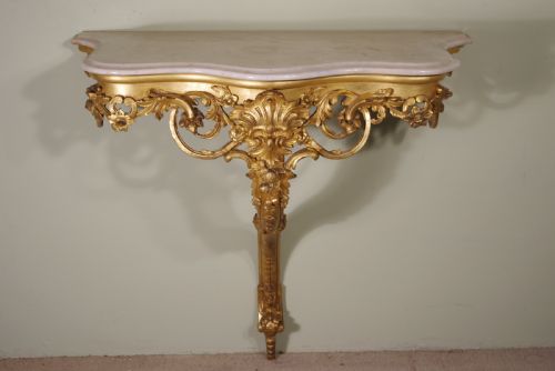 GILT CONSOLE TABLE WITH MARBLE TOP - ADDITIONAL PHOTO 2