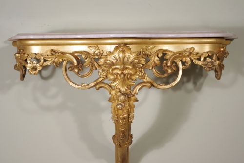 GILT CONSOLE TABLE WITH MARBLE TOP - ADDITIONAL PHOTO 4
