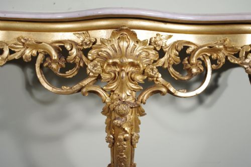 GILT CONSOLE TABLE WITH MARBLE TOP - ADDITIONAL PHOTO 7