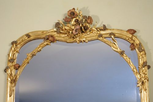 LARGE FRENCH GILT ART NOUVEAU OVERMANTLEWALL MIRROR - ADDITIONAL PHOTO 1