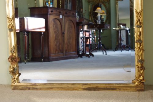 LARGE FRENCH GILT ART NOUVEAU OVERMANTLEWALL MIRROR - ADDITIONAL PHOTO 2
