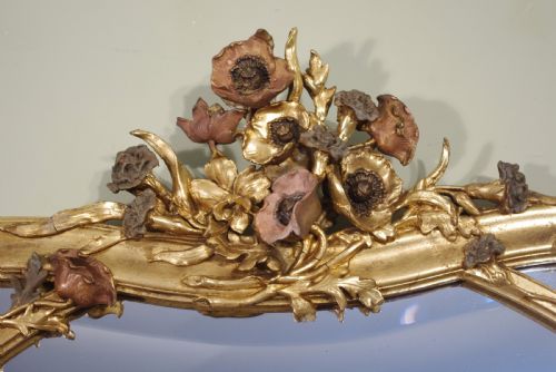 LARGE FRENCH GILT ART NOUVEAU OVERMANTLEWALL MIRROR - ADDITIONAL PHOTO 3
