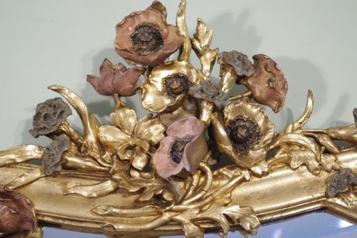LARGE FRENCH GILT ART NOUVEAU OVERMANTLEWALL MIRROR - ADDITIONAL PHOTO 4