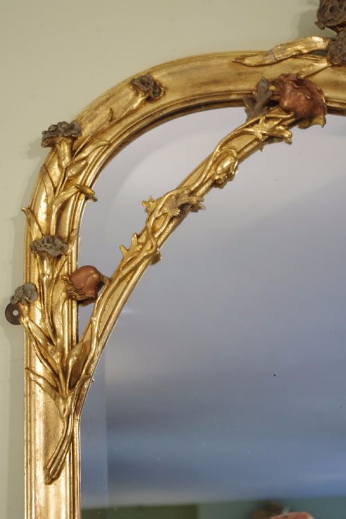 LARGE FRENCH GILT ART NOUVEAU OVERMANTLEWALL MIRROR - ADDITIONAL PHOTO 6