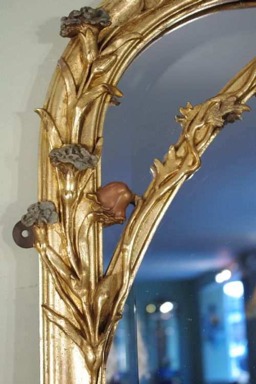 LARGE FRENCH GILT ART NOUVEAU OVERMANTLEWALL MIRROR - ADDITIONAL PHOTO 8