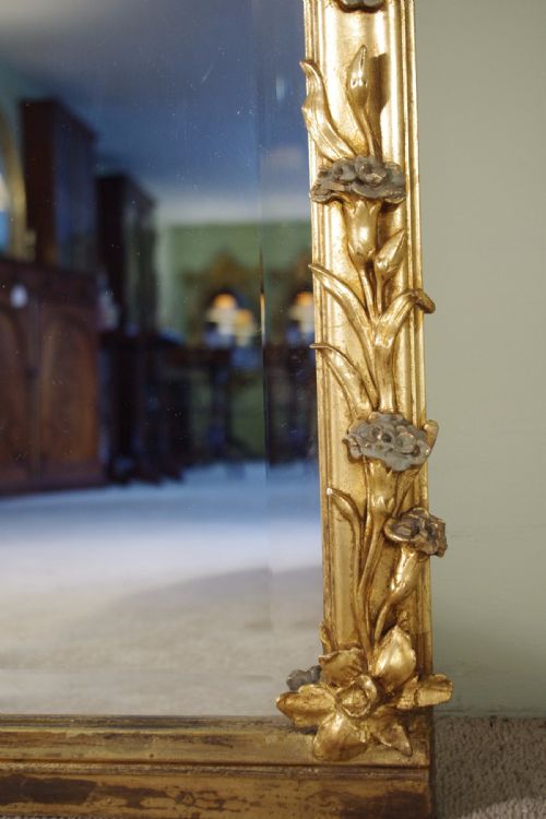 LARGE FRENCH GILT ART NOUVEAU OVERMANTLEWALL MIRROR - ADDITIONAL PHOTO 13