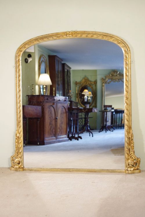 english gilt large arch top overmantle mirror - CATEGORY: ANTIQUE MIRRORS - DATED 1880