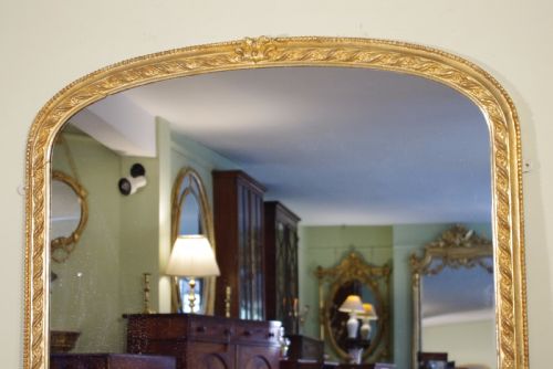 ENGLISH GILT LARGE ARCH TOP OVERMANTLE MIRROR - ADDITIONAL PHOTO 1