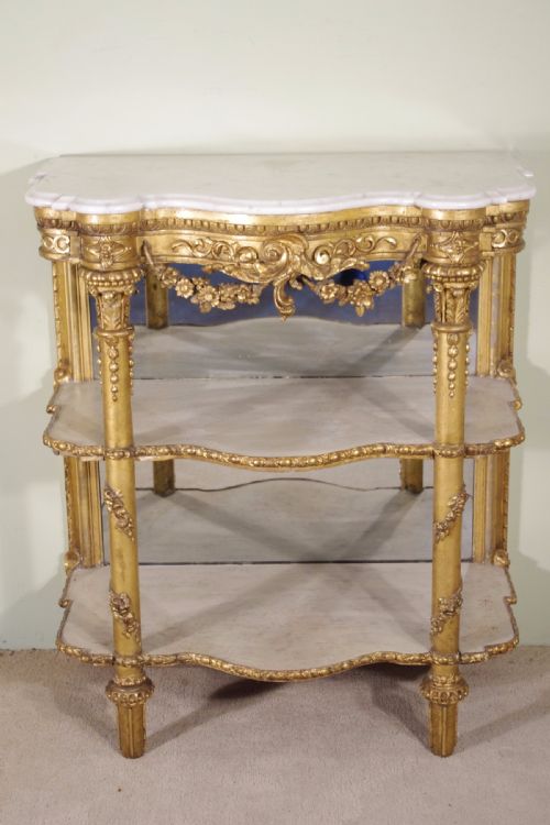19th century gilt console table with marble top - CATEGORY: ANTIQUE TABLES - DATED 1870