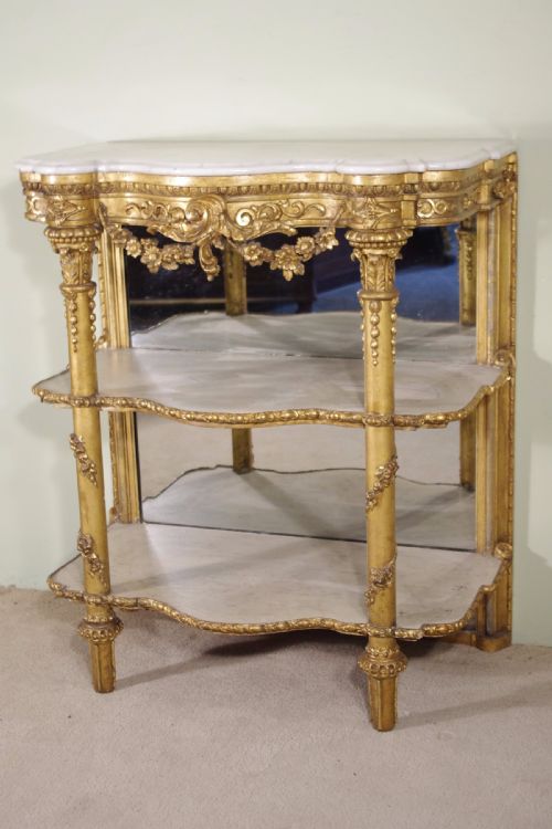 19TH CENTURY GILT CONSOLE TABLE WITH MARBLE TOP - ADDITIONAL PHOTO 1