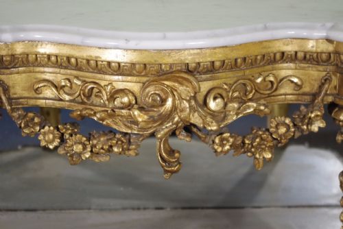 19TH CENTURY GILT CONSOLE TABLE WITH MARBLE TOP - ADDITIONAL PHOTO 7