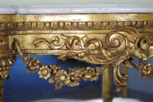 19TH CENTURY GILT CONSOLE TABLE WITH MARBLE TOP - ADDITIONAL PHOTO 8