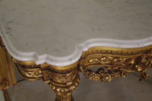 19TH CENTURY GILT CONSOLE TABLE WITH MARBLE TOP - ADDITIONAL PHOTO 11