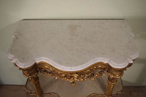 19TH CENTURY GILT CONSOLE TABLE WITH MARBLE TOP - ADDITIONAL PHOTO 12