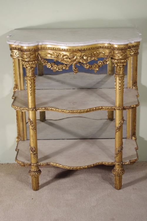 19TH CENTURY GILT CONSOLE TABLE WITH MARBLE TOP - ADDITIONAL PHOTO 14