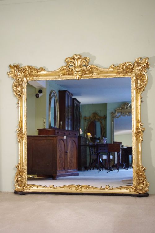 victorian gilt large overmantle mirror - CATEGORY: ANTIQUE MIRRORS - DATED 1880