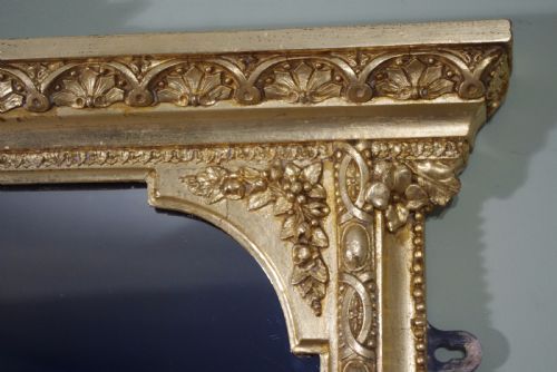 19TH CENTURY ENGLISH GILT LARGE OVERMANTLE MIRROR - ADDITIONAL PHOTO 4