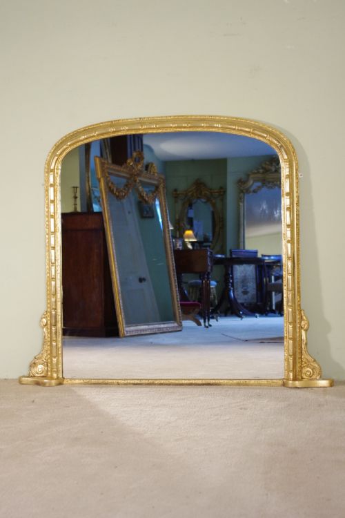 gilt large arch top overmantle mirror - CATEGORY: ANTIQUE MIRRORS - DATED 1880