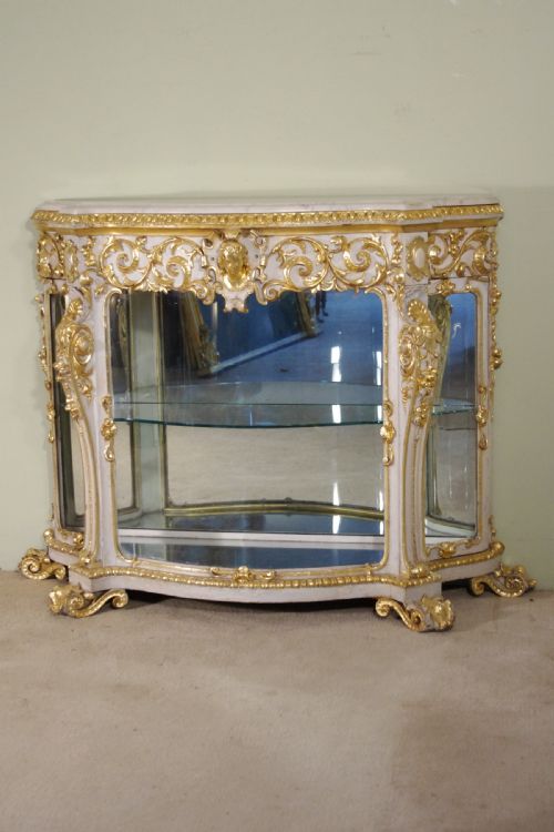 19th century painted and parcelgilt vitrinedisplay cabinet - CATEGORY: ANTIQUE CABINETS - DATED 1870