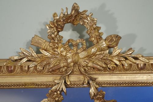 FRENCH GILT LOUIS XVI STYLE LARGE OVERMANTLEWALL MIRROR - ADDITIONAL PHOTO 3
