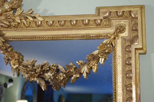 FRENCH GILT LOUIS XVI STYLE LARGE OVERMANTLEWALL MIRROR - ADDITIONAL PHOTO 4