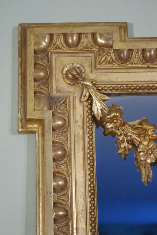 FRENCH GILT LOUIS XVI STYLE LARGE OVERMANTLEWALL MIRROR - ADDITIONAL PHOTO 5