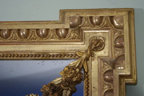 FRENCH GILT LOUIS XVI STYLE LARGE OVERMANTLEWALL MIRROR - ADDITIONAL PHOTO 6