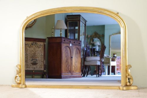 19th century english gilt arch top overmantle mirror - CATEGORY: ANTIQUE MIRRORS - DATED 1880